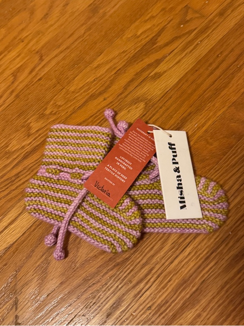 NWT Misha & Puff Hand-Knit Striped Baby Booties